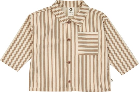 Müsli Skjorte I/e Baby Vevd Stripe Oak/Valnøtt Müsli 1 år (80) Skjorte Beige Brun