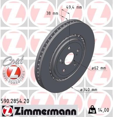 Bremseskive ZIMMERMANN 590.2854.20