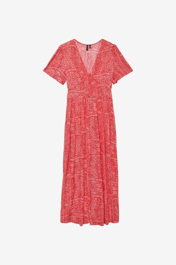 Vero Moda - Kjole Vmmenny SS 7/8 Detail Dress Wvn GA - Rød