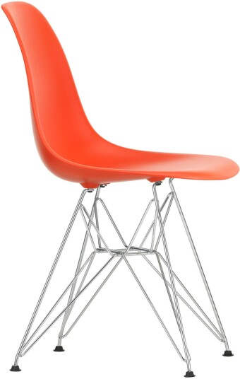 Vitra - Eames Plastic Chair Dsr 03 Poppy Red Chrome Base Spisestoler Charles & Ray Rød Metall/plast