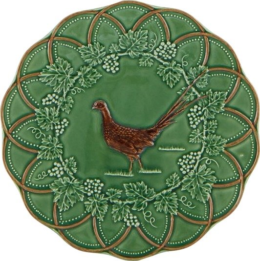 Bordallo Pinheiro - Wood tallerken 24 cm fasan grønn/brun