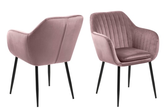 Emil spisestuestoler dusty rose, metall svart.