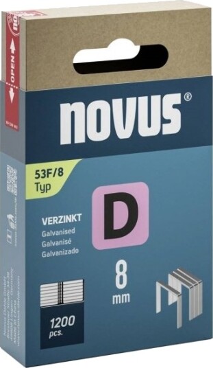 Novus Flattråd Stift D Type 53 F 8 Mm 1200 Stk. 042 0789 Mål L X B 8 Mm X 11,3 Mm Novus Flattråd Stift D Type 53 F 8 Mm 1200 Stk. 042 0789 Mål L X B 8 Mm X 11,3 Mm