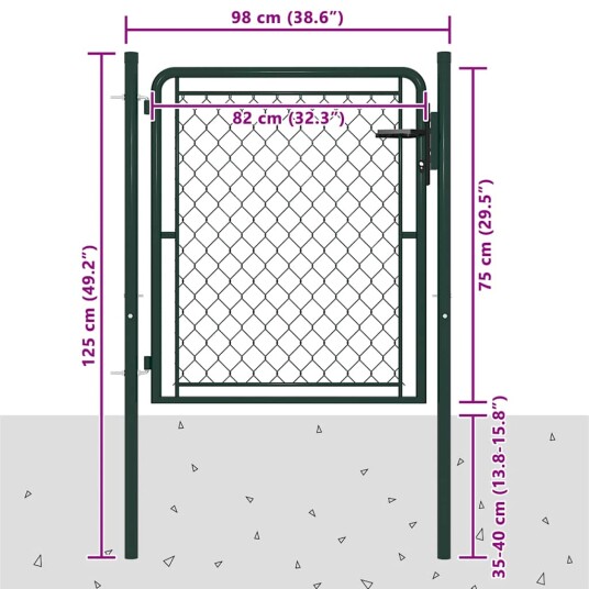 vidaXL Hageport stål 100x75 cm grønn