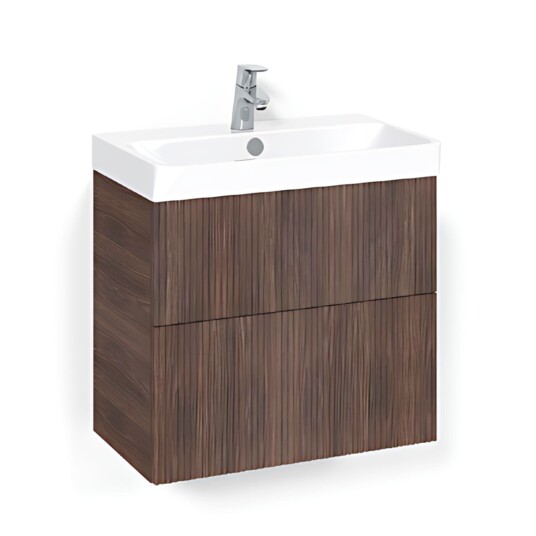 Macro Design Crown Slim Line Servantskap 2 Skuff- med Light 70 Servant Brun ask / 60cm Line/push-open