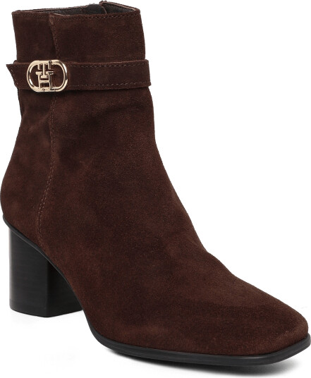Tommy Hilfiger Th Strap Suede Block Heel Boot Brown 42