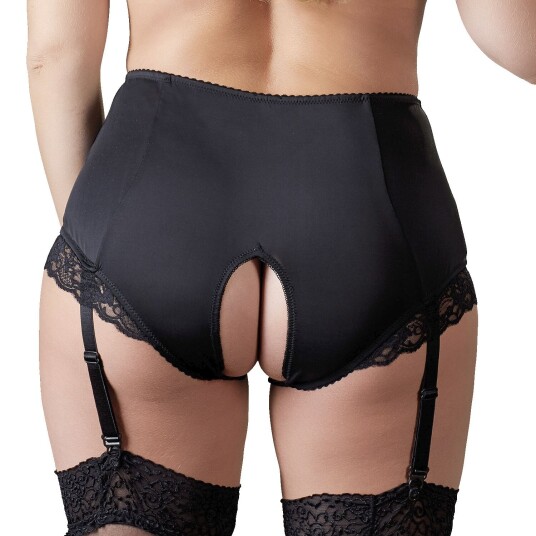 Cottelli Bunnløs Truse med Strømpestropper Plus Size    - Svart - 4XL