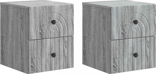  Vegghengt Nattbord med skuff 2 pcs Grå sonoma 33 x 34,5 x 40 cm