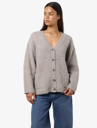 NOISY MAY Nmdolly L/S Knit Cardigan Fwd Noos - Beige - S
