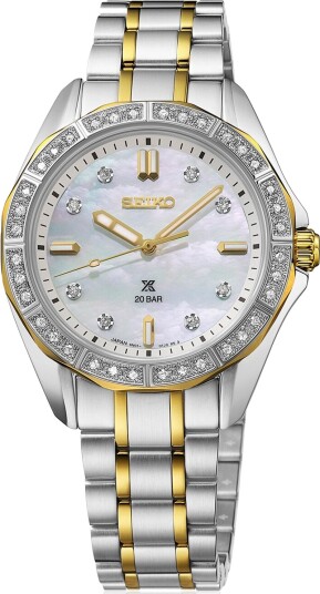 Seiko Dameklokke SUR622J1 Prospex Hvit/Gulltonet stål Ø34 mm