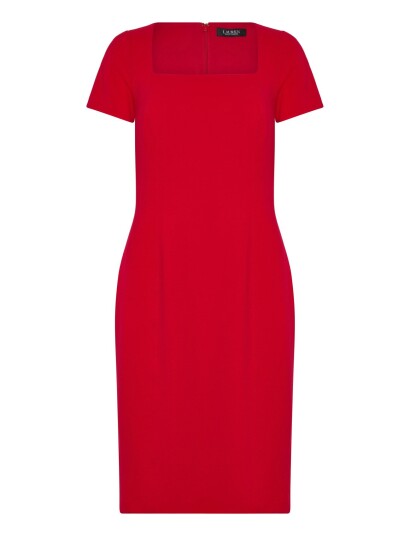 Lauren Ralph Lauren Faille Short Sleeve Cocktail Dress Red 40