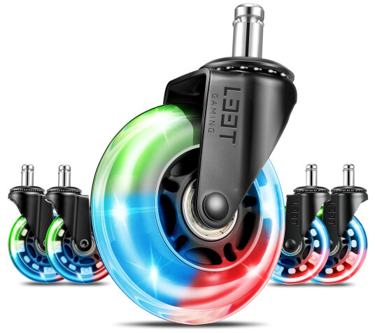 L33t Gaming 1830183 3Inch Rubber Casters Rgb Led Light Rainbow 5Pcs L33t Gaming 1830183 3Inch Rubber Casters Rgb Led Light Rainbow 5Pcs