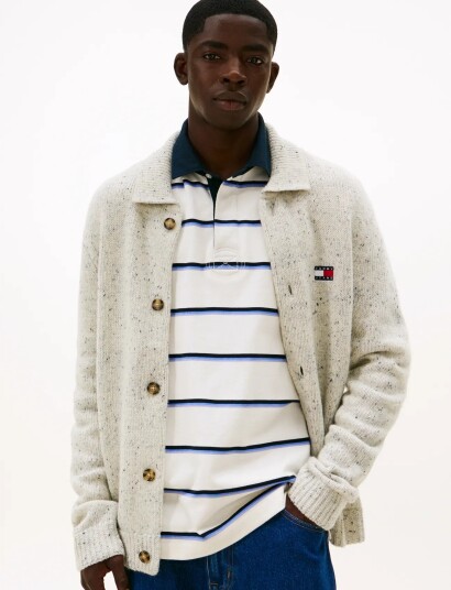 Tommy Jeans Tjm Reg Badge Knitted Cardigan Cream XS