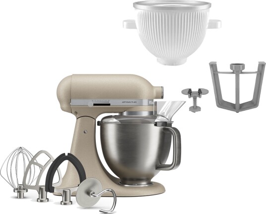 Kitchenaid Artisan Plus kjøkkenmaskin med iskremtilbehør oat
