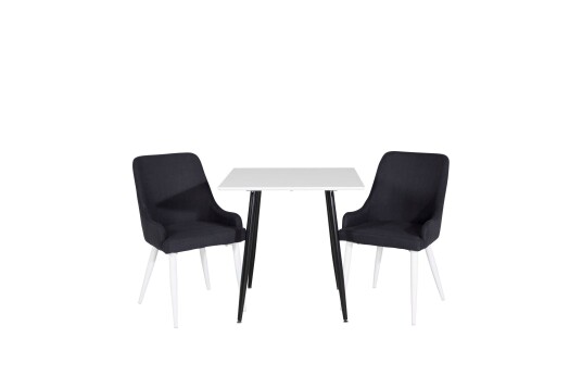 Venture Design Polar & Plaza spisegruppe Hvit/svart 2 st stoler & bord 75 x 75 cm
