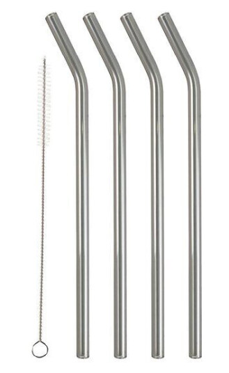 Lyngby - Sugerør med knekk 21,5 cm 4 stk glass smoke