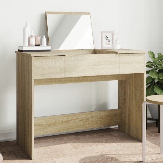  Sminkebord med speil sonoma eik 100x45x76 cm 8721012495999