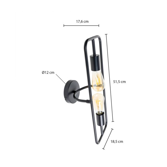 Lucande Tornike vegglampe, 2 lyskilder, jern
