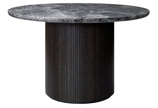 Gubi Moon spisebord rundt Marble grey, Ø 120 cm, brun/sortbeiset fot