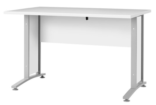 Prisme skrivebord hvit og sølvgrå stål.