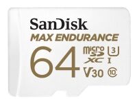 SanDisk Max Endurance - Flashminnekort (microSDXC til SD-adapter inkludert) - 64 GB - Video Class V30 / UHS-I U3 / Class10 - microSDXC UHS-I