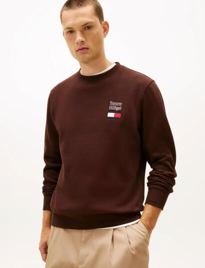 Tommy Hilfiger Tommy Embro Flag Sweatshirt - Brown - XL