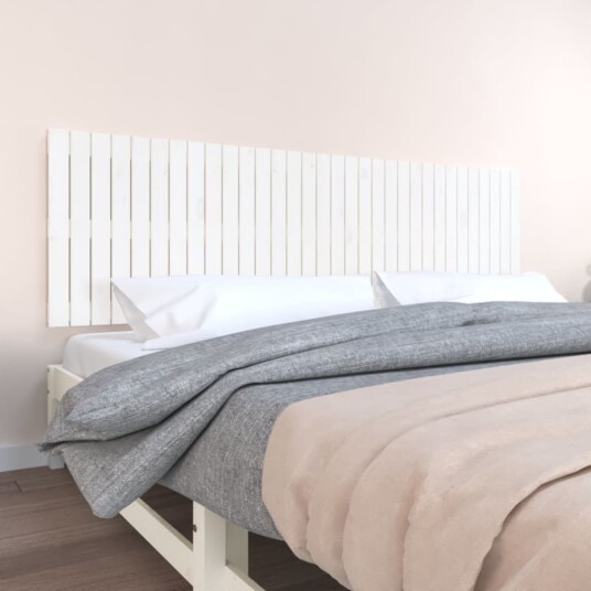  Veggmontert sengegavl hvit 204x3x60 cm heltre furu