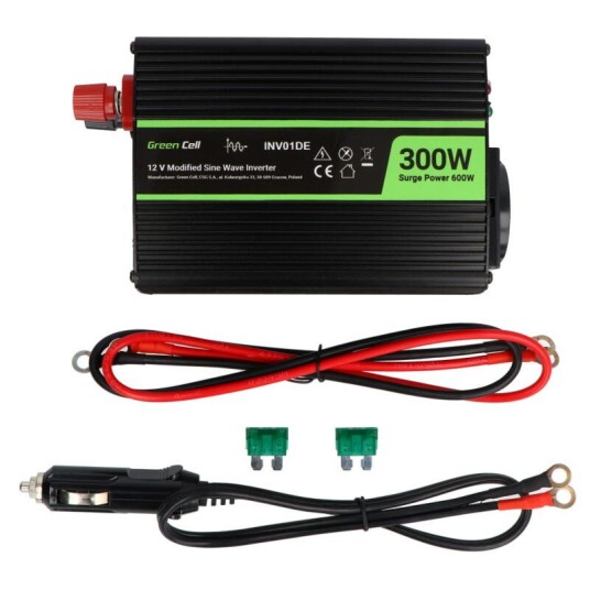 Green Cell Strømomformer DC/AC 12V 230V 300W/600W Green Cell Strømomformer DC/AC 12V 230V 300W/600W