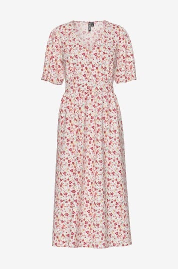 pieces Kjole pcTala SS Midi Dress Noos BC Hvit pieces Kjole pcTala SS Midi Dress Noos BC Hvit