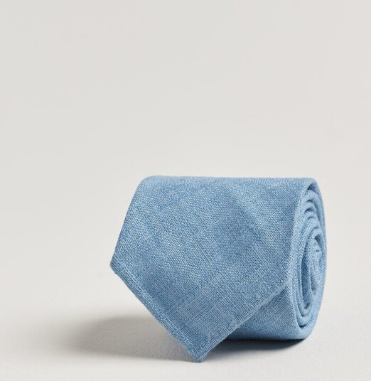 Drake's Silk Tussah Handrolled Tie Sky Blue