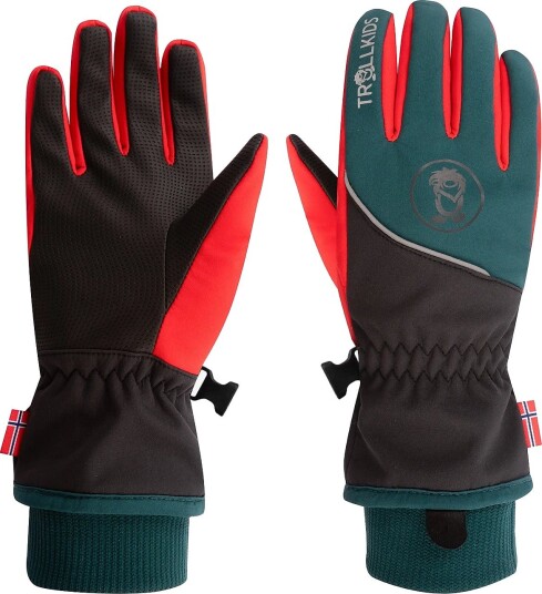 TrollKids Kids Trolltunga Glove   CHILI RED/MIDNIGHT PETROL/BLACK   7;13/14Y