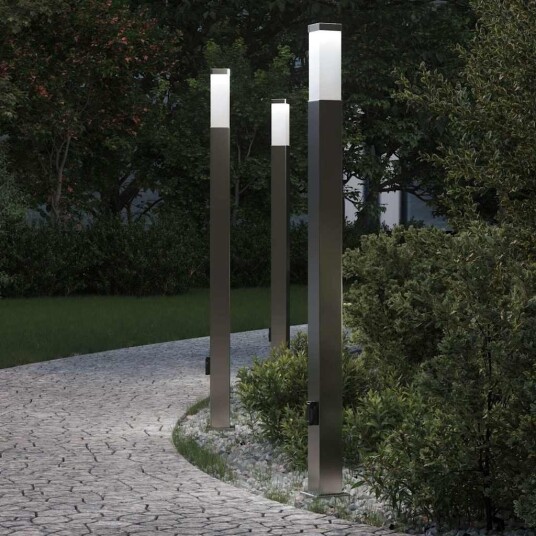 vidaXL Pullertlamper med stikkontakt 3 stk 110 cm rustfritt stål IP44