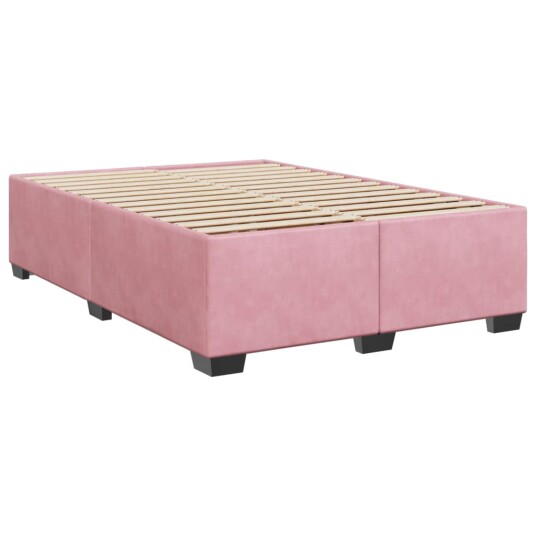 Seng med madrass boksfjær rosa 140x190 cm fløyel 3290905