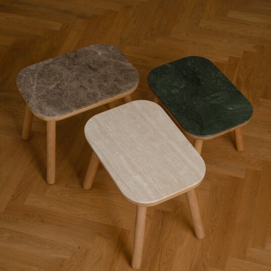 Umage Paff Sidebord høy eik/Green Marble Umage Paff Sidebord høy eik/Green Marble