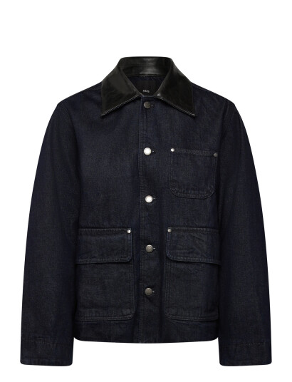 Mango Denim Jacket With Faux-Leather Collar - Navy - S Mango Denim Jacket With Faux-Leather Collar - Navy - S