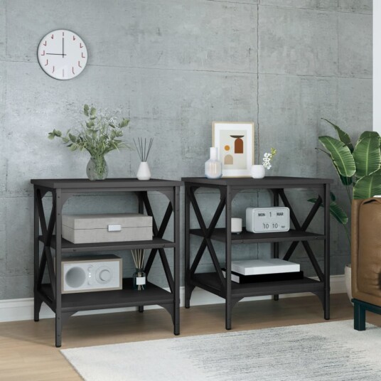 vidaXL Sidebord 2 stk svart 40x42x50 cm konstruert tre vidaXL Sidebord 2 stk svart 40x42x50 cm konstruert tre