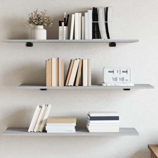 Vegghyller 4 stk grå sonoma 100x30x1,5 cm konstruert tre 8721012209626