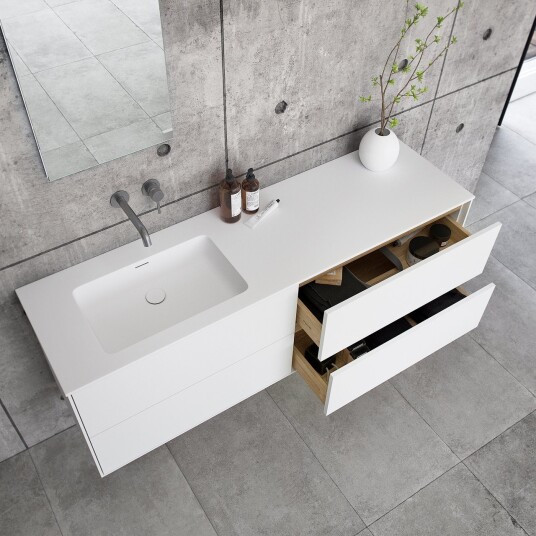 Pulcher Mood 160L Soho Baderomsmøbel 160x46 cm matt hvit med SolidTec® vask