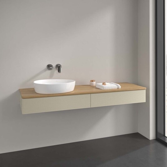 Villeroy & Boch  Antao Servantskap med 2 skuffer 160x50x19 cm m/lys Grå Matt/Eik