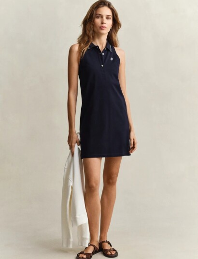 GANT Reg Sleeveless Pique Polo Dress   Navy   XL