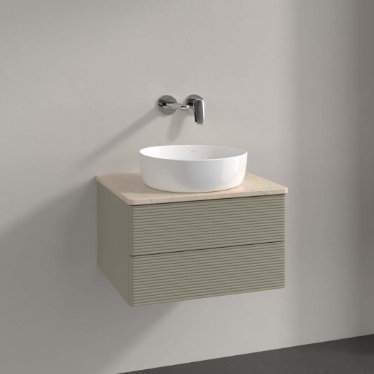 Villeroy & Boch Antao Servantskap med 2 skuffer 60x50x36 cm m/lys Steingrå/Crème Villeroy & Boch Antao Servantskap med 2 skuffer 60x50x36 cm m/lys Steingrå/Crème