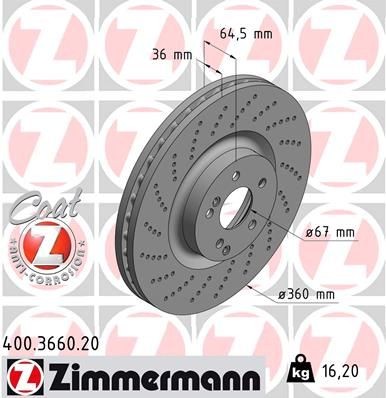 Bremseskive ZIMMERMANN 400.3660.20