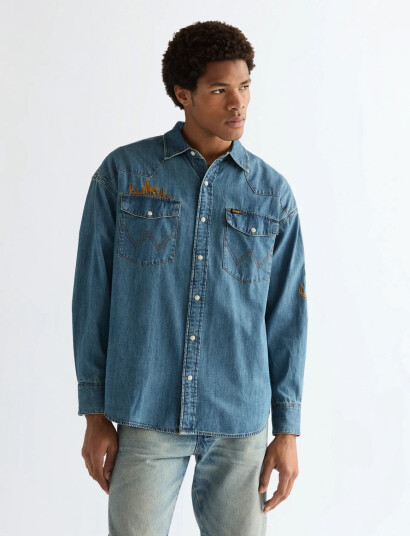 Wrangler Western Shirt Blue XXL x 00