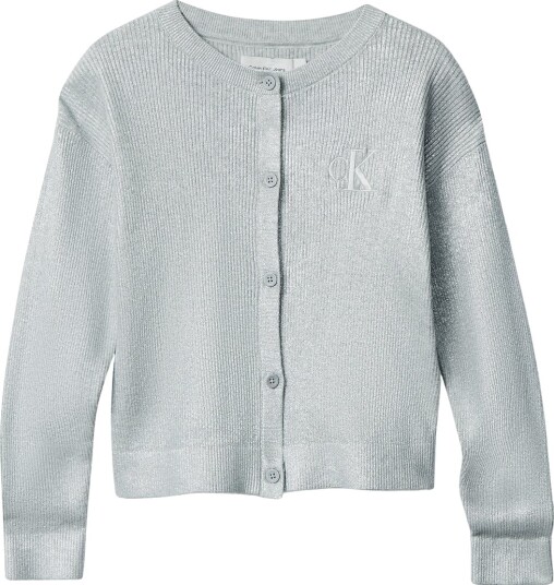 Calvin Klein Cardigan Strikk Coated Sølv Calvin Klein 16 år 176 Cardigan Grå