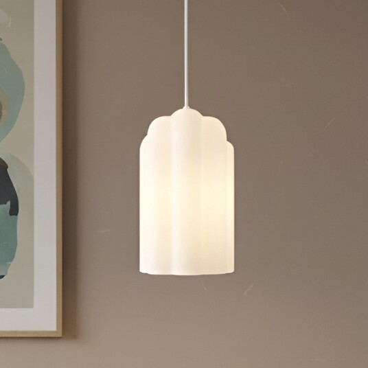 Hengelampe Lucande Lunja Hvit Stue Glass Moderne 30 Hvit