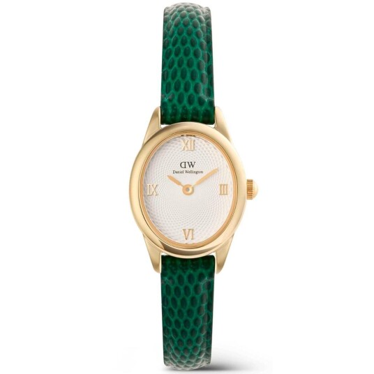 Daniel Wellington DW Watch Ophelia Mini Green Lizard White Guilloché Gold 22x25.5mm