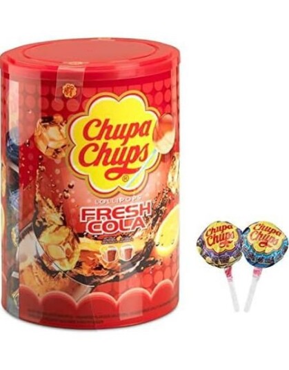 100 stk Chupa Chups Fresh Cola   Stor Boks med 2 Ulike Colakjærligheter 1,2 kg