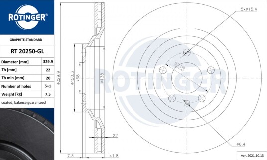 Bremseskive ROTINGER RT 20250-GL