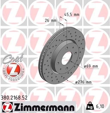Bremseskive ZIMMERMANN 380.2168.52 Bremseskive ZIMMERMANN 380.2168.52