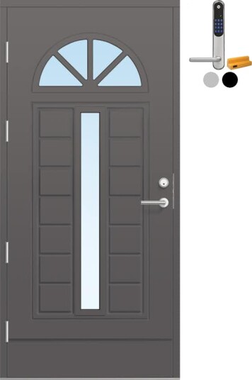 Ytterdør Bygg1 Fjell 13 Klarglass med Yale Doorman Classic Home